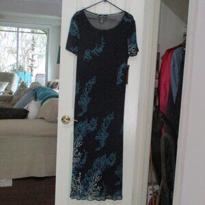 Vintage Carole Little Navy Blue Midi Maxi Dress, Size 14 NEW WITH TAGS